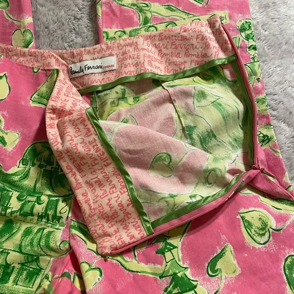 Pamela Ferrari Pink and Green Patterned Capris - Picture 3 of 5